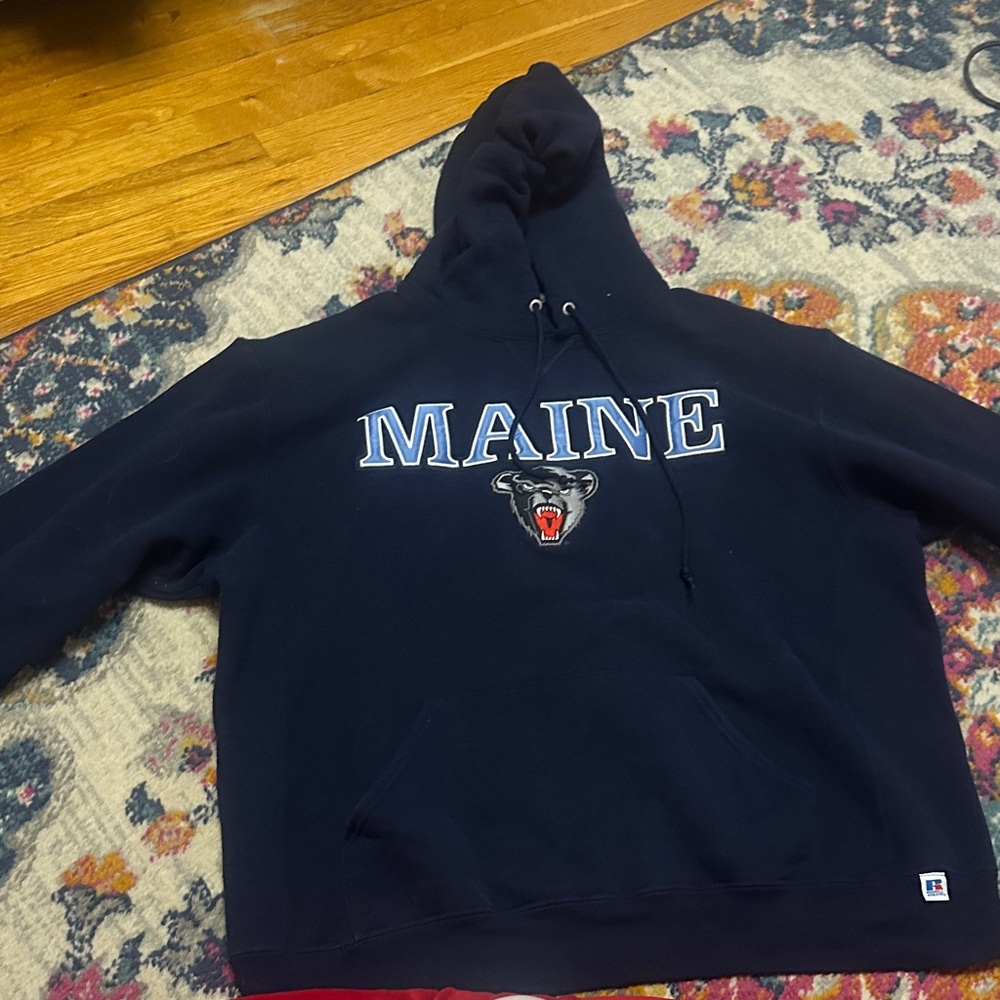 Navy Blue Hoodie with Maine Logo